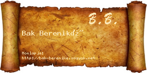 Bak Bereniké névjegykártya